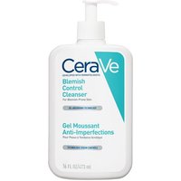 CeraVe Blemish Control Cleanser 473ml, white pump bottle with blue and teal text and accents.