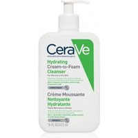 CeraVe Cream To Foam Cleanser 473ml, white pump bottle with green and blue text, green accent design.