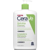 CeraVe Hydrating Cleanser 1000ml bottle with green pump, white label, and blue and green text.
