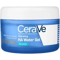 Blue and white CeraVe Hydrating Hyaluronic Acid Water Gel 50ml jar with non-greasy label and white lid.