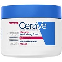 White CeraVe Intensive Moisturising Cream jar with blue lid, red and blue text, 340g size.