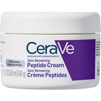 CeraVe Skin Renewing Peptide Cream 48g in a white jar with a purple label and blue text.