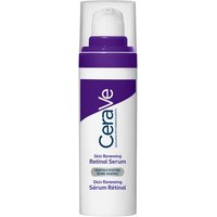 CeraVe Skin Renewing Retinol Serum, 30ml white bottle with purple pump and label detailing.