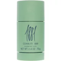 Green Cerruti 1881 deodorant stick, 75ml, with bold "1881" text and minimalist design.