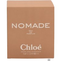 Chloe Nomade Eau de Parfum 50ml in a beige box with white text and minimalist design.