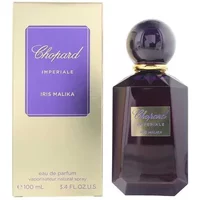 Chopard Imperiale Iris Malika perfume, 100ml, dark purple bottle with gold accents and matching box.