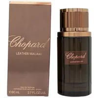 Chopard Leather Malaki Eau De Parfum 80ml, dark amber bottle with gold cap and matching box.