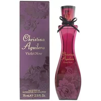 Christina Aguilera Violet Noir Eau De Parfum 75ml, purple bottle with floral design and black bow, matching box.