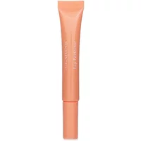 Peach tube of Clarins lip perfector with glossy finish and subtle shimmer, labeled "02-Apricot Shimmer".