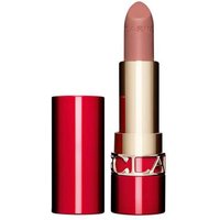 Clarins Matte Joli Rouge Velvet Lipstick in Petal Nude, gold tube with red cap, 3.5g size.