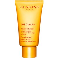 Clarins SOS Comfort Mask 75ml in bright yellow tube with red text and flip-top cap.