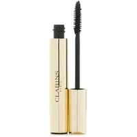 Gold Clarins Supra Volume Mascara with black brush applicator and sleek rectangular tube design.