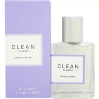 Clear glass bottle of CLEAN Classic Spring Breeze Eau De Parfum with purple box, 30ml size.