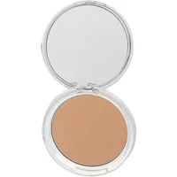 Clinique compact with beige powder and mirror, clear lid, labeled "Almost Powder Makeup SPF 15 Light."