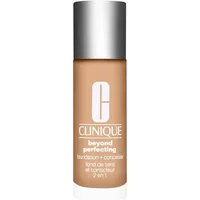 Clinique Beyond Perfecting Foundation + Concealer in CN 70 Vanilla, beige liquid in clear bottle with silver cap.