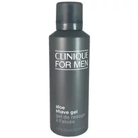 Clinique for Men Aloe Shave Gel 125ml in a sleek gray bottle with white text and a dark gray cap.