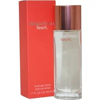 Clinique Happy Heart Perfume 50ml with clear glass bottle and pink cap, next to red packaging box.