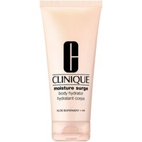 Clinique Moisture Surge Body Hydrator 200 ml in a pink tube with black text and logo.