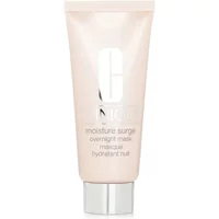 Pale pink tube of Clinique Moisture Surge Overnight Mask 100ml with silver cap and white logo.