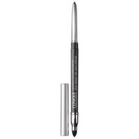 Clinique Quickliner for Eyes Intense in Intense Chocolate, sleek black pencil with silver cap and smudger tip.