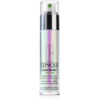Clinique serum in iridescent pump bottle with silver cap and green button, labeled "Even Better Clinical."