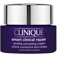 Purple jar of Clinique Smart Clinical Repair Wrinkle Correcting Cream with silver lid, 50ml size.