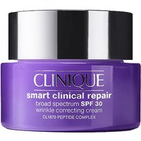 Purple Clinique jar with silver lid, labeled "Smart Clinical Repair Wrinkle Correcting Cream SPF30" 50ml.