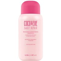 Coco & Eve Sweet Repair Shampoo 280ml, pink bottle with bold pink cap and white label featuring product details.