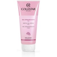 Pink tube of Collistar Gentle Gel Scrub 100ml for sensitive skin with black cap and floral design.