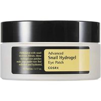 COSRX Advanced Snail Hydrogel Eye Patch in a white jar with black lid and yellow label, containing 60 patches.