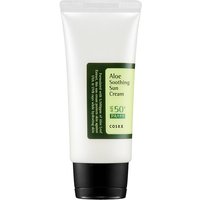 White tube of Cosrx Aloe Soothing Sun Cream SPF 50+ with black cap and green label.
