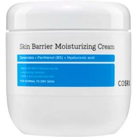 White Cosrx Skin Barrier Moisturizing Cream jar, 450 ml, with blue label and black text detailing ingredients.