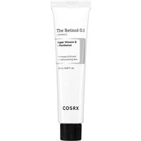 White tube of Cosrx Retinol 0.1 Cream with black cap, labeled with product details and brand name.