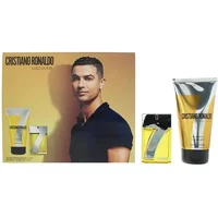 Cristiano Ronaldo CR7 Discover set with yellow 30ml eau de toilette and 150ml shower gel, featuring sleek black accents.