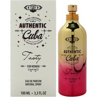 Gold and pink ombre Cuba Paris AuthenticTasty Eau de Parfum 100 ML spray bottle with matching box.