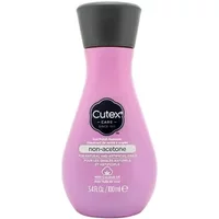 Cutex Acetone Free Nail Polish Remover 100ml in a pink bottle with a black cap and white label.