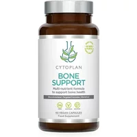 Brown bottle of Cytoplan Bone Support capsules with white label and green text.