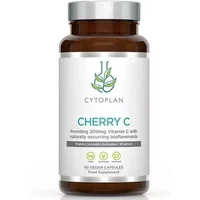 Cytoplan Cherry C brown bottle with white label, green logo, and text for 200mg Vitamin C, 60 vegan capsules.