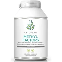 Cytoplan Methyl Factors white bottle with green logo, silver cap, 60 vegan capsules label.