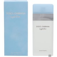 Dolce & Gabbana Light Blue Pour Femme Eau de Toilette, 100ml, frosted glass bottle with light blue cap and box.