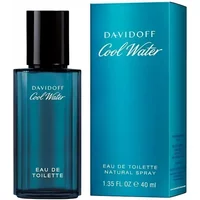Davidoff Cool Water Man Eau De Toilette 40ml, blue glass bottle with matching blue box, white text branding.