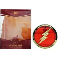 DC Flash Collectors Eau De Toilette 60ml, red round bottle with gold lightning bolt and matching red box.