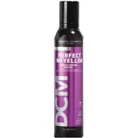 DCM Perfect No Yellow Mousse 250ml in a black and purple aerosol can with bold white lettering.