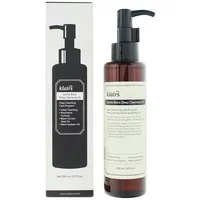 Brown bottle of Dear Klairs Gentle Black Deep Cleansing Oil with black pump, next to matching box.