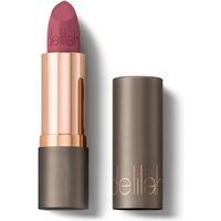 Rose gold and taupe delilah lipstick with a rich pink shade, embossed logo on the cap and bullet.