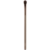 Delilah Cosmetics eyeshadow precision brush with sleek metallic handle and soft, rounded bristles.
