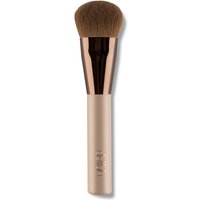 Beige delilah Cosmetics complexion brush with rose gold ferrule and soft brown bristles.