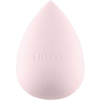 Pink teardrop-shaped TRUYU Deluxe Blending Sponge with smooth texture and embossed brand name.