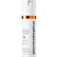 White Dermalogica BioLumin-C Moisturiser SPF50 bottle with orange band and pump dispenser, 50ml size.