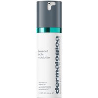 White Dermalogica Breakout Biotic Moisturiser bottle with gray pump and teal accent, 50ml size.